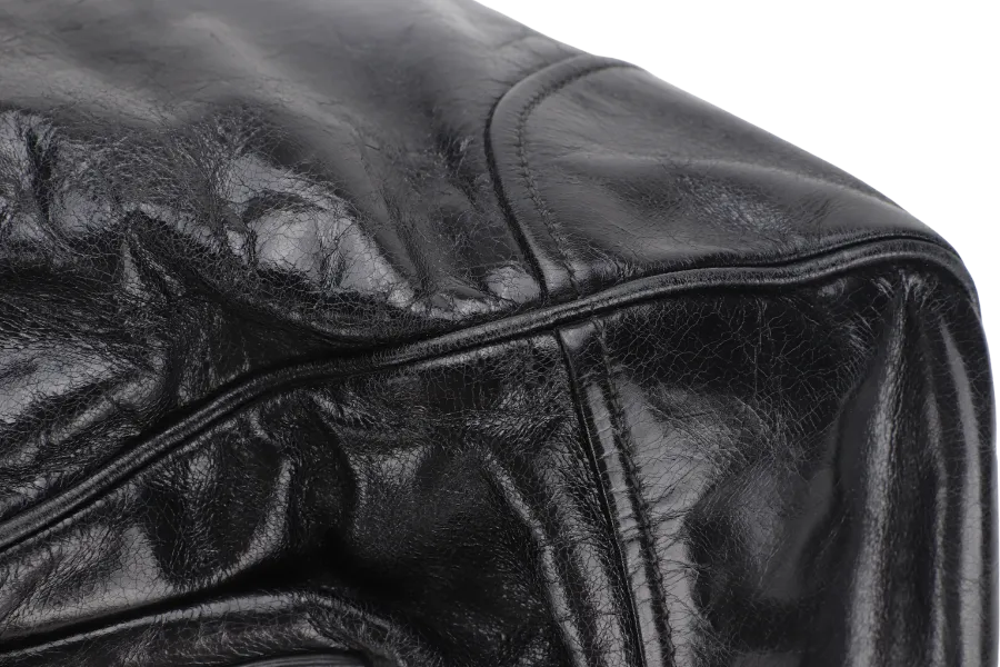 PRADA VITELLO SHINE DOUBLE ZIP BLACK GOLD HARDWARE WITH STRAPS AND DUST COVER
