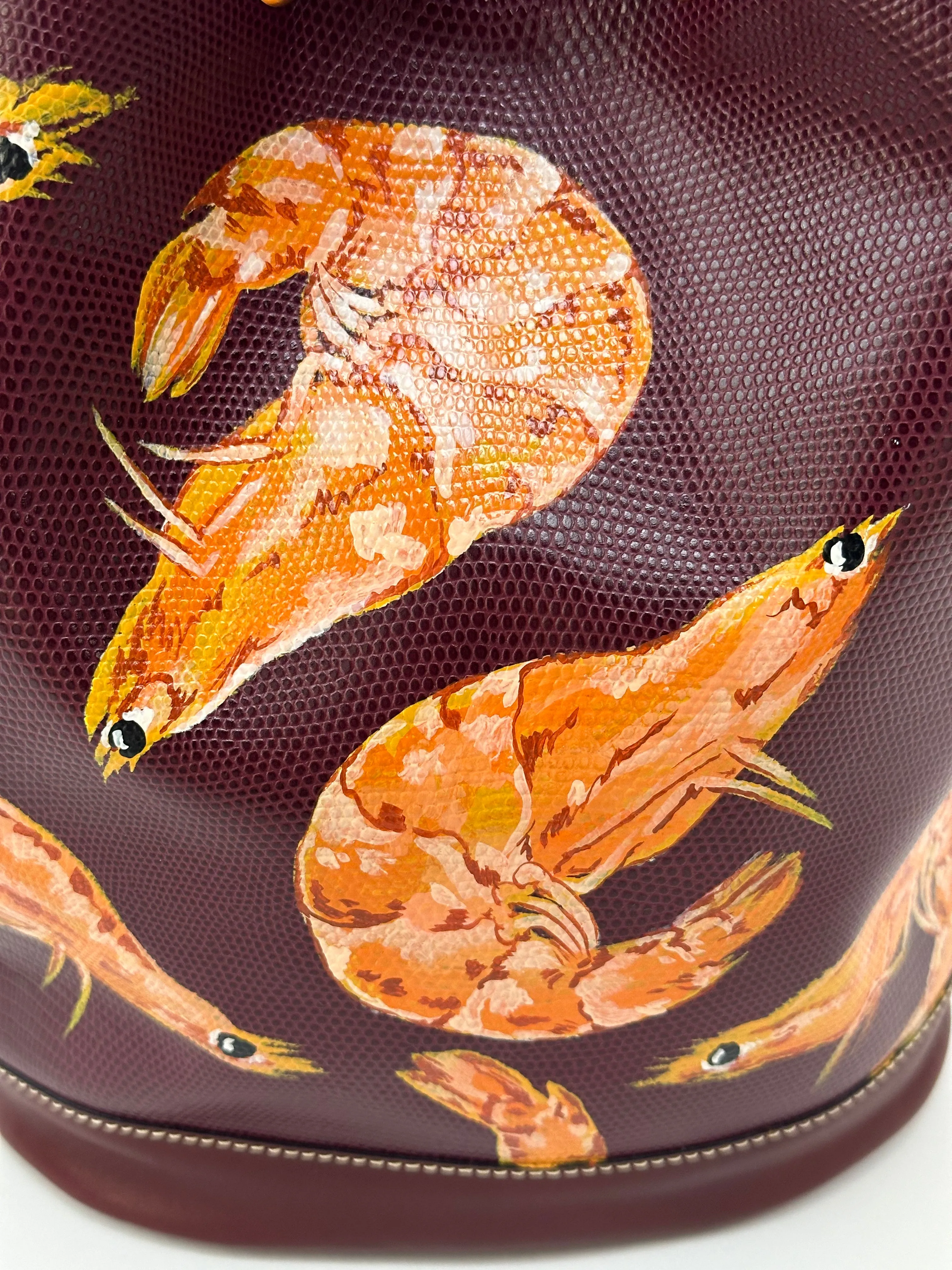 Prawn Cocktail Hand Painted Bucket Bag