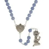 Praying Boy Blue Flower Cord Rosary