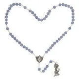 Praying Boy Blue Flower Cord Rosary