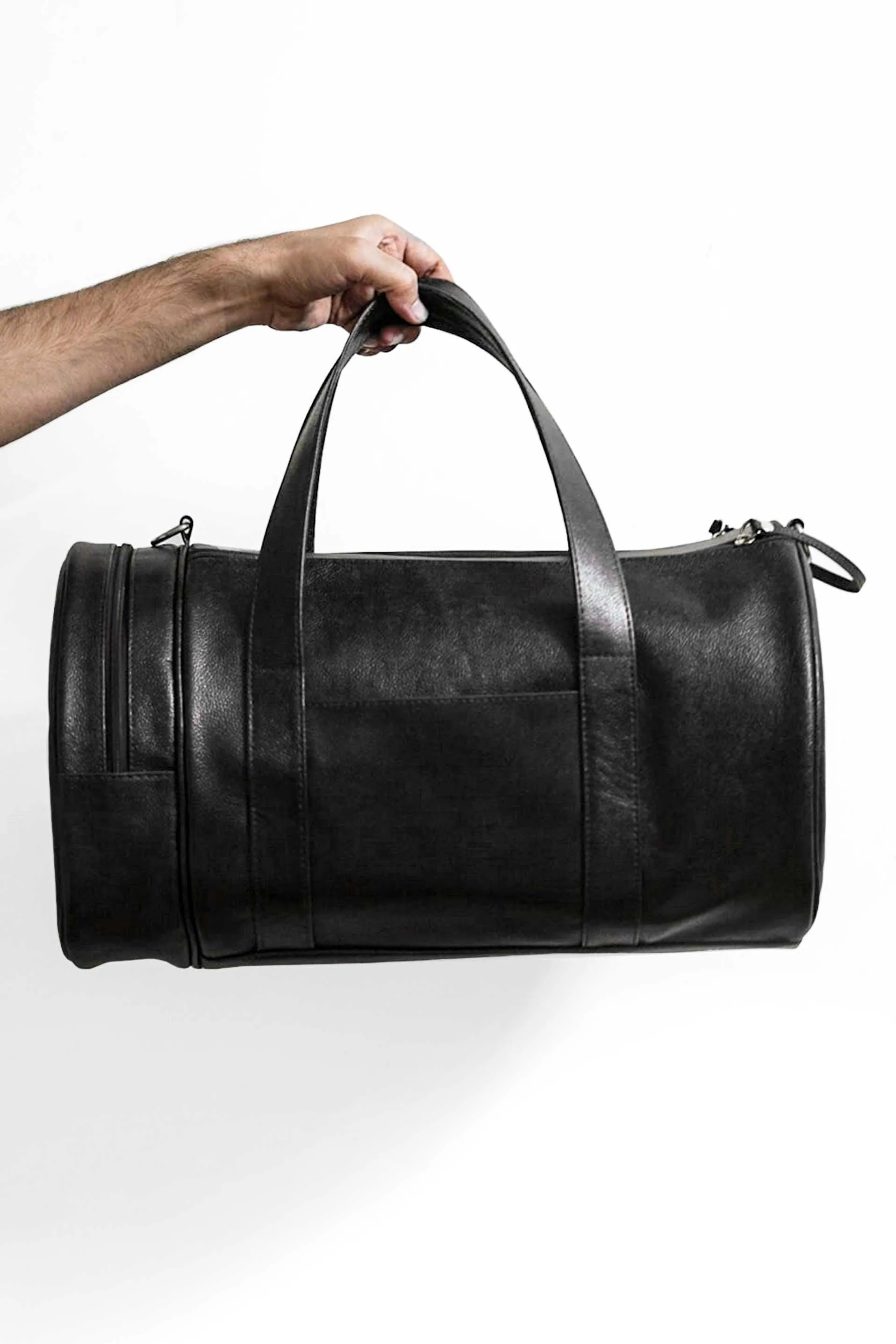 Premium Leather Weekender Duffel Bag for Men & Women – Durable Cowhide, Strap, Padded Interior, Classic Travel Luggage