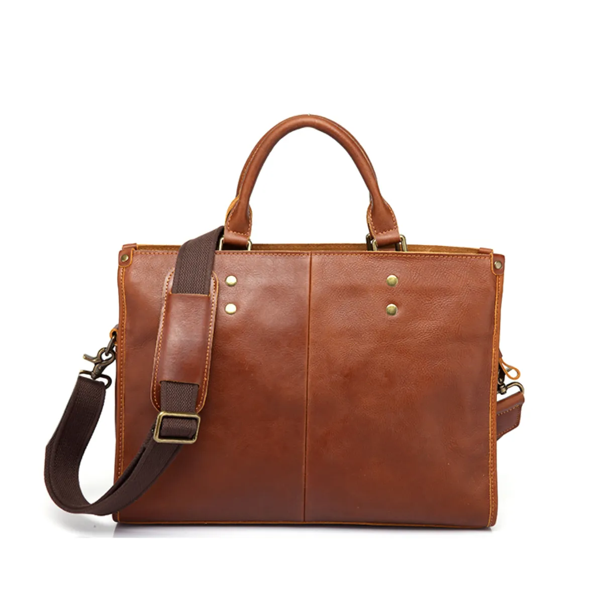 Premium Vintage Leather Business Briefcase with Adjustable Strap