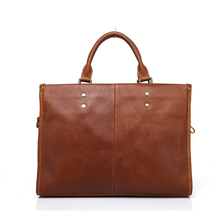 Premium Vintage Leather Business Briefcase with Adjustable Strap