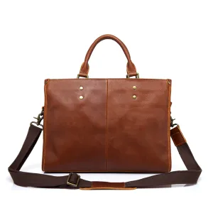 Premium Vintage Leather Business Briefcase with Adjustable Strap