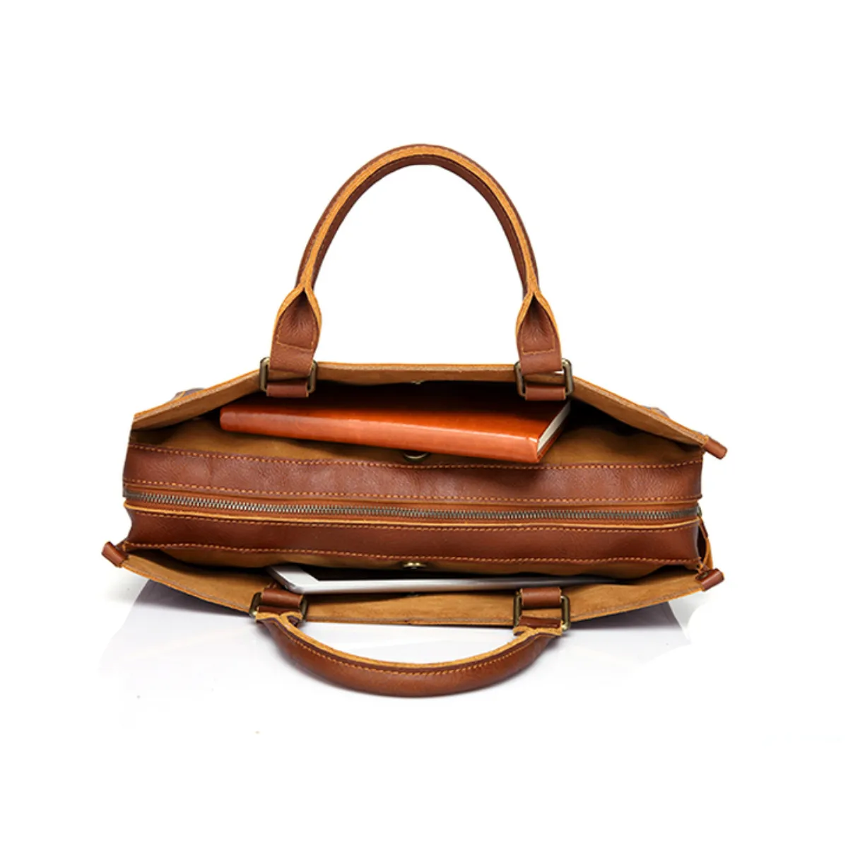 Premium Vintage Leather Business Briefcase with Adjustable Strap