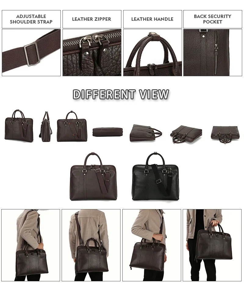 Premium Vintage Leather Waterproof Laptop Briefcase
