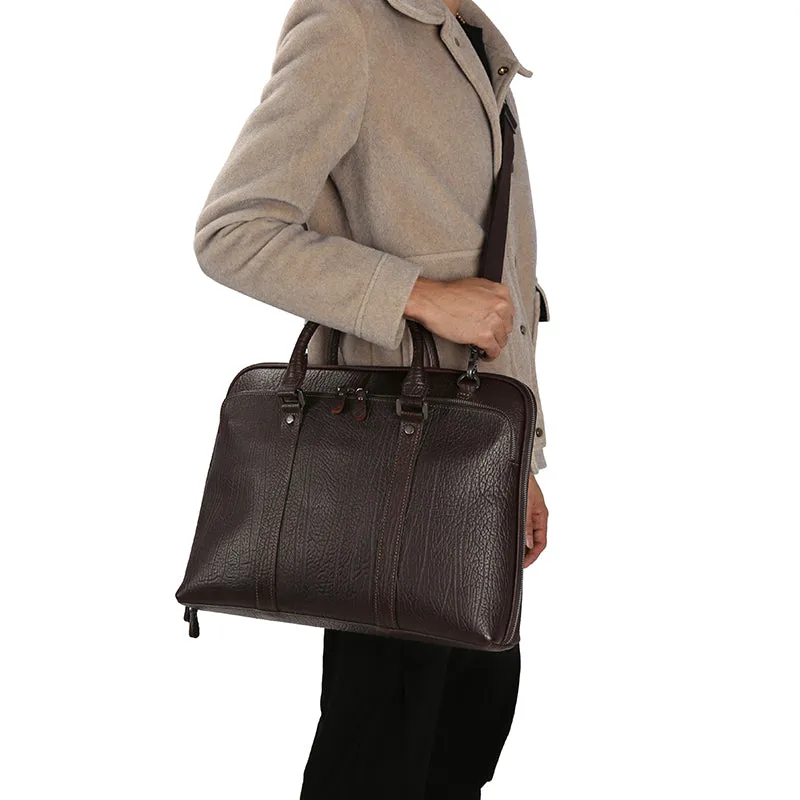 Premium Vintage Leather Waterproof Laptop Briefcase