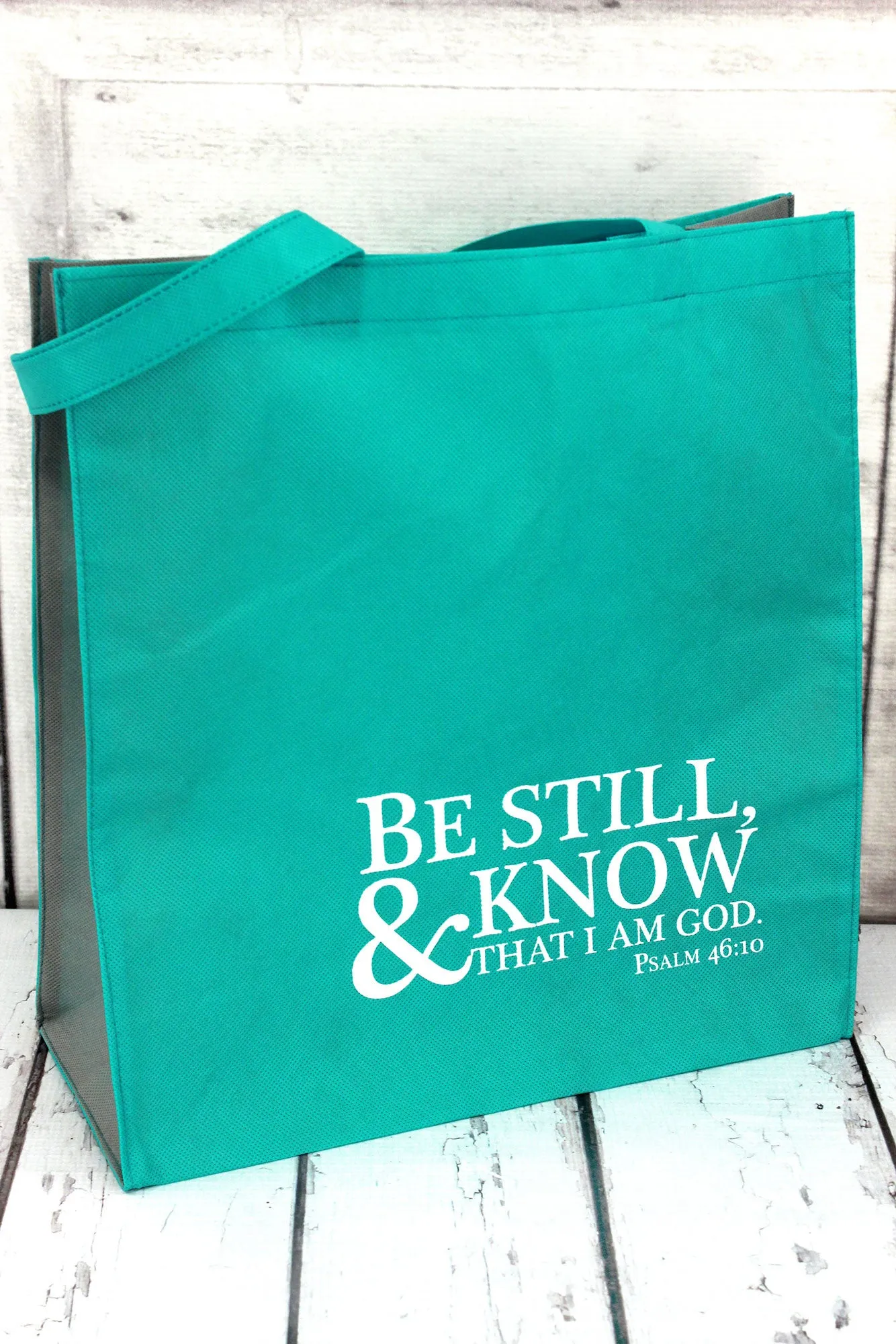 Psalm 46:10 'Be Still & Know' Teal Tote Bag