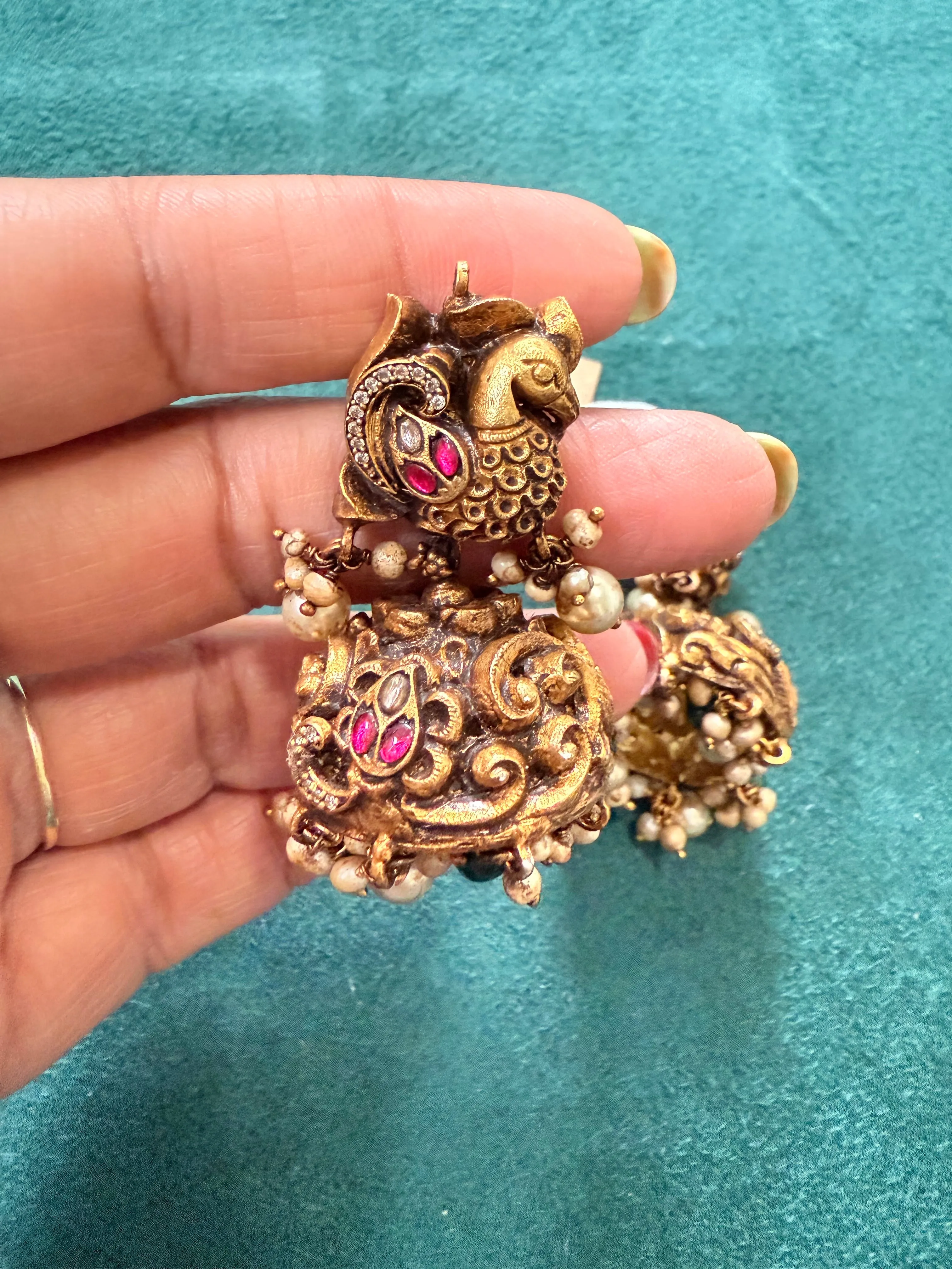Pure 925 Nakshi Kundan Earrings
