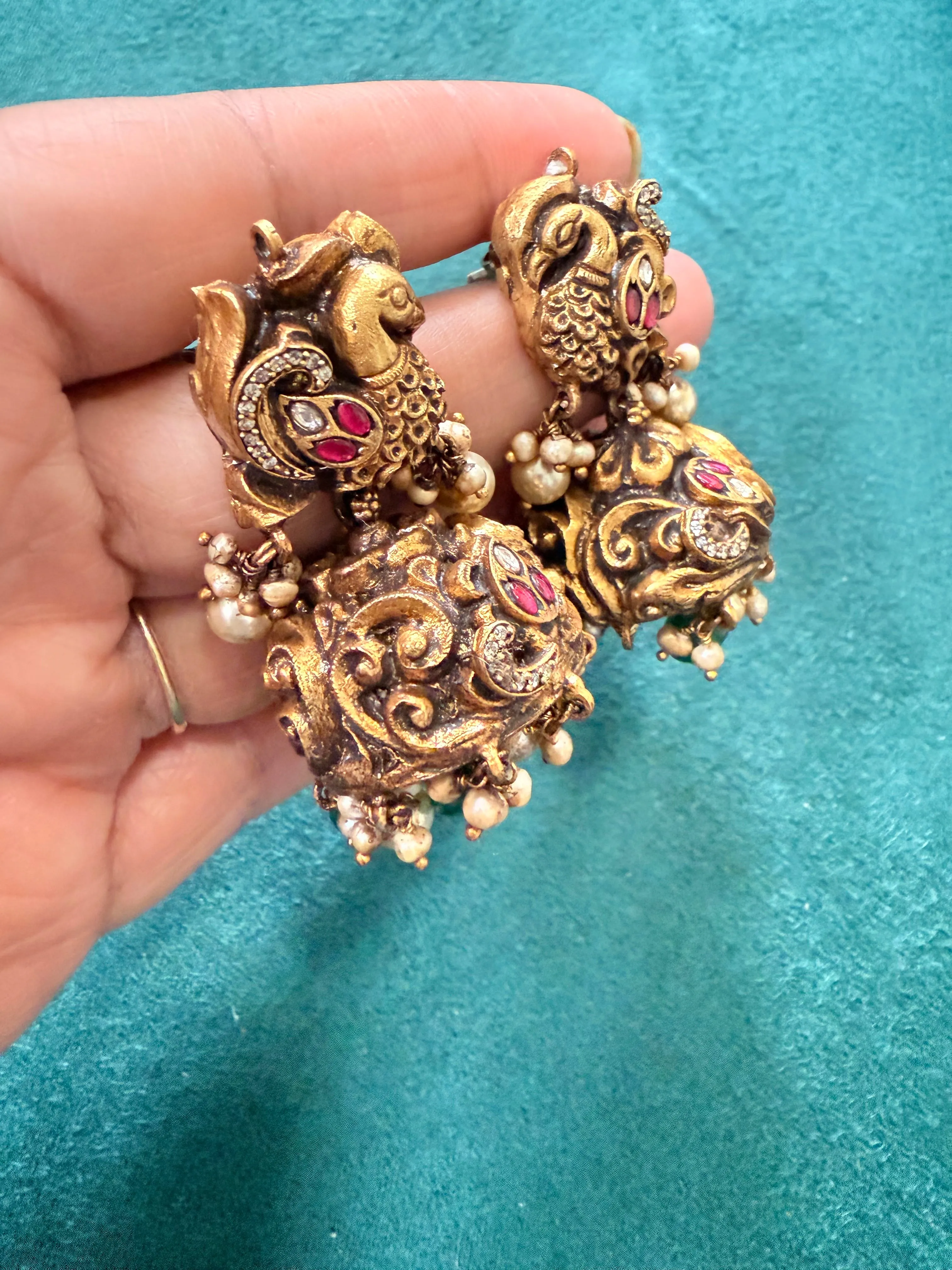 Pure 925 Nakshi Kundan Earrings