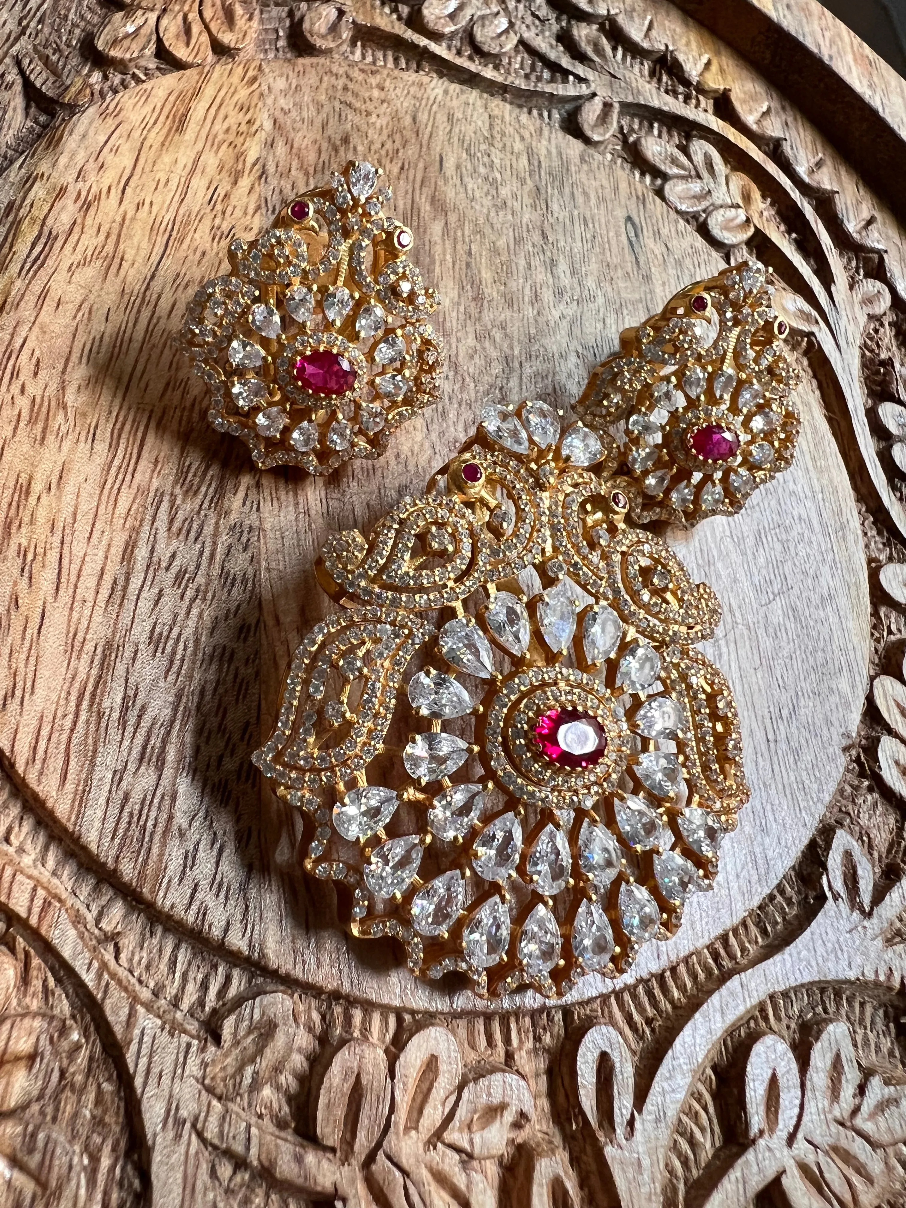 Pure 925 Silver CZ Pendant & Earrings Set