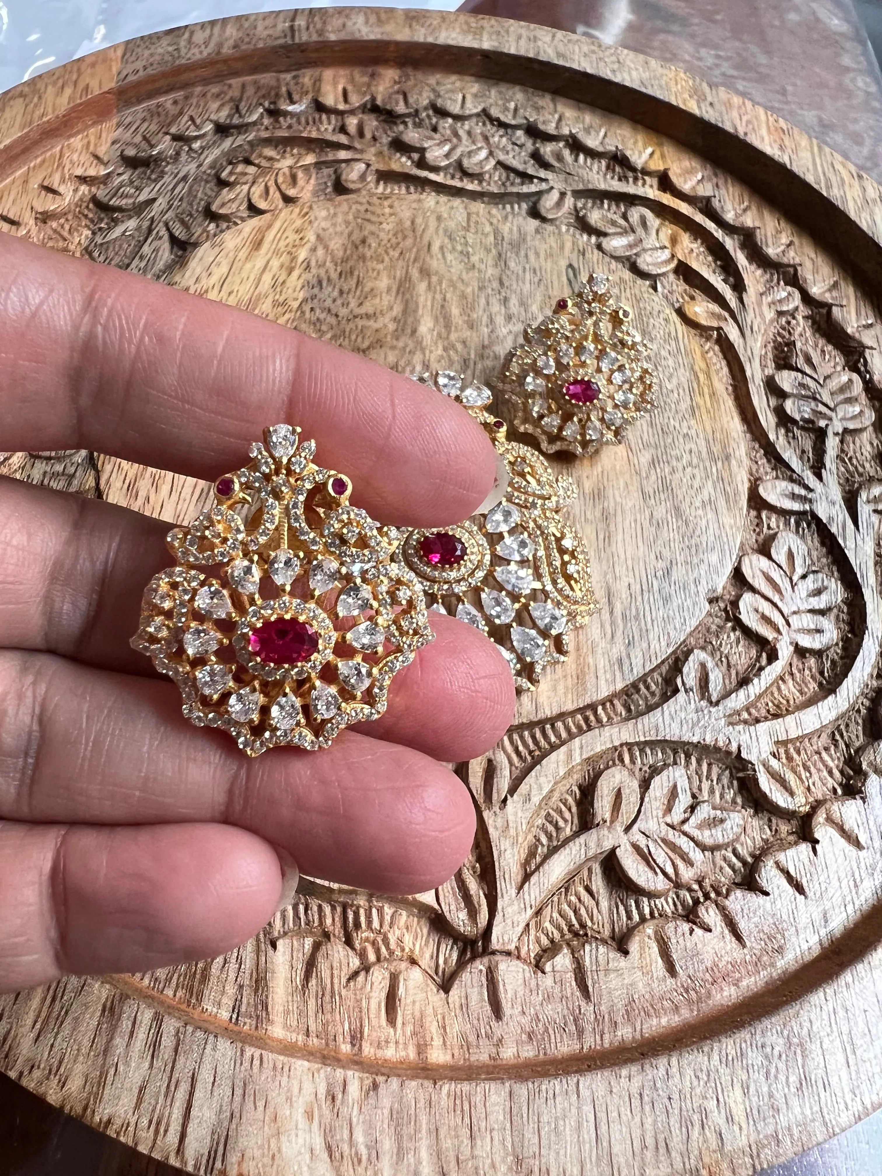 Pure 925 Silver CZ Pendant & Earrings Set