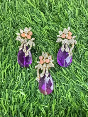 Pure 925 Silver CZ Pendant & Earrings Set
