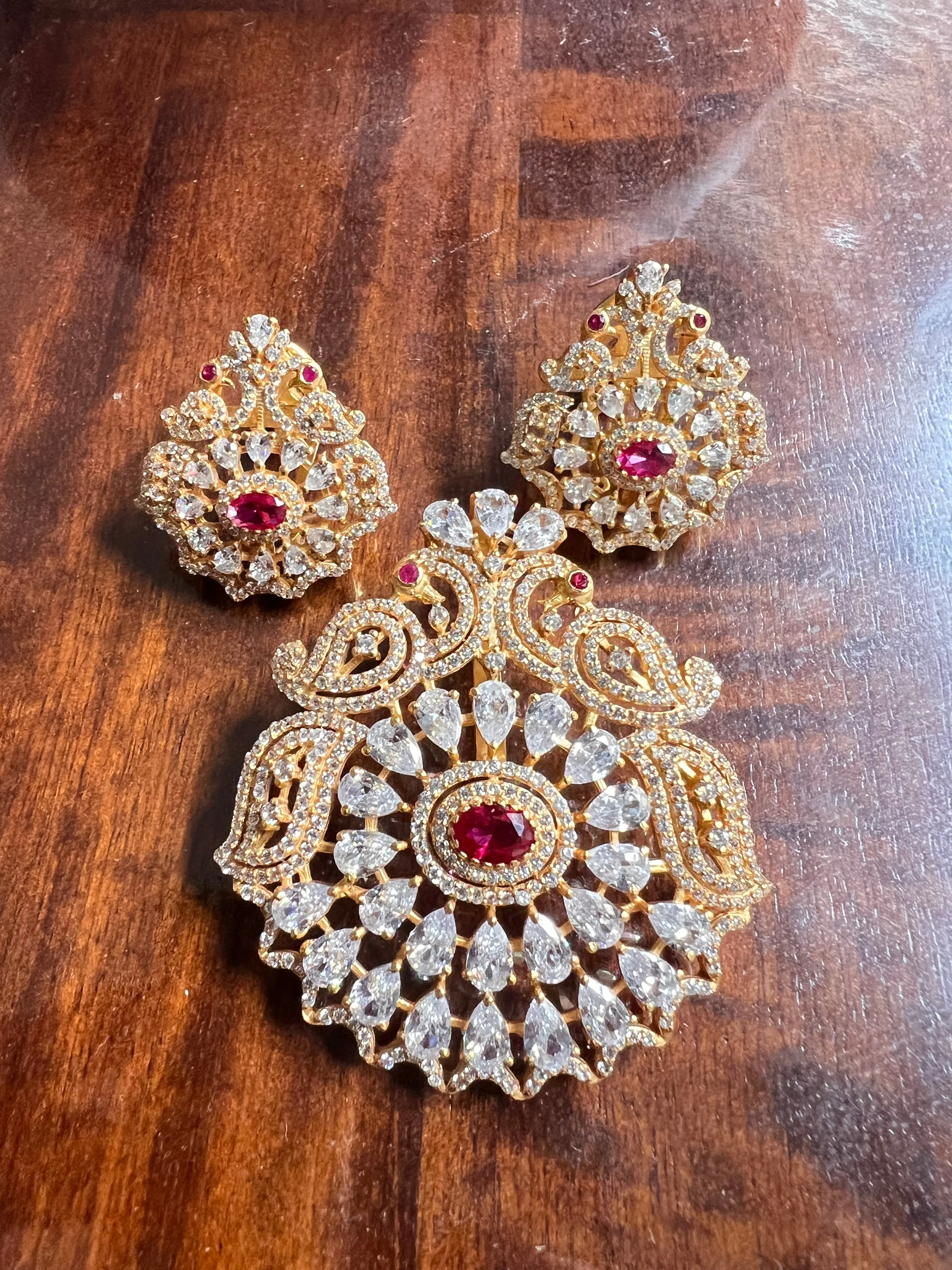Pure 925 Silver CZ Pendant & Earrings Set