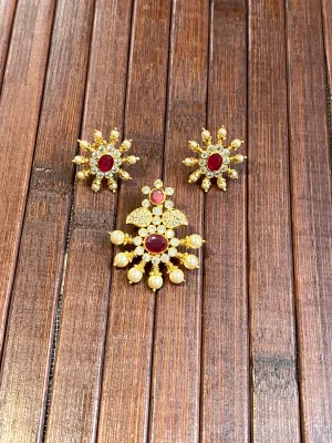 Pure 925 Silver CZ Pendant and Earrings