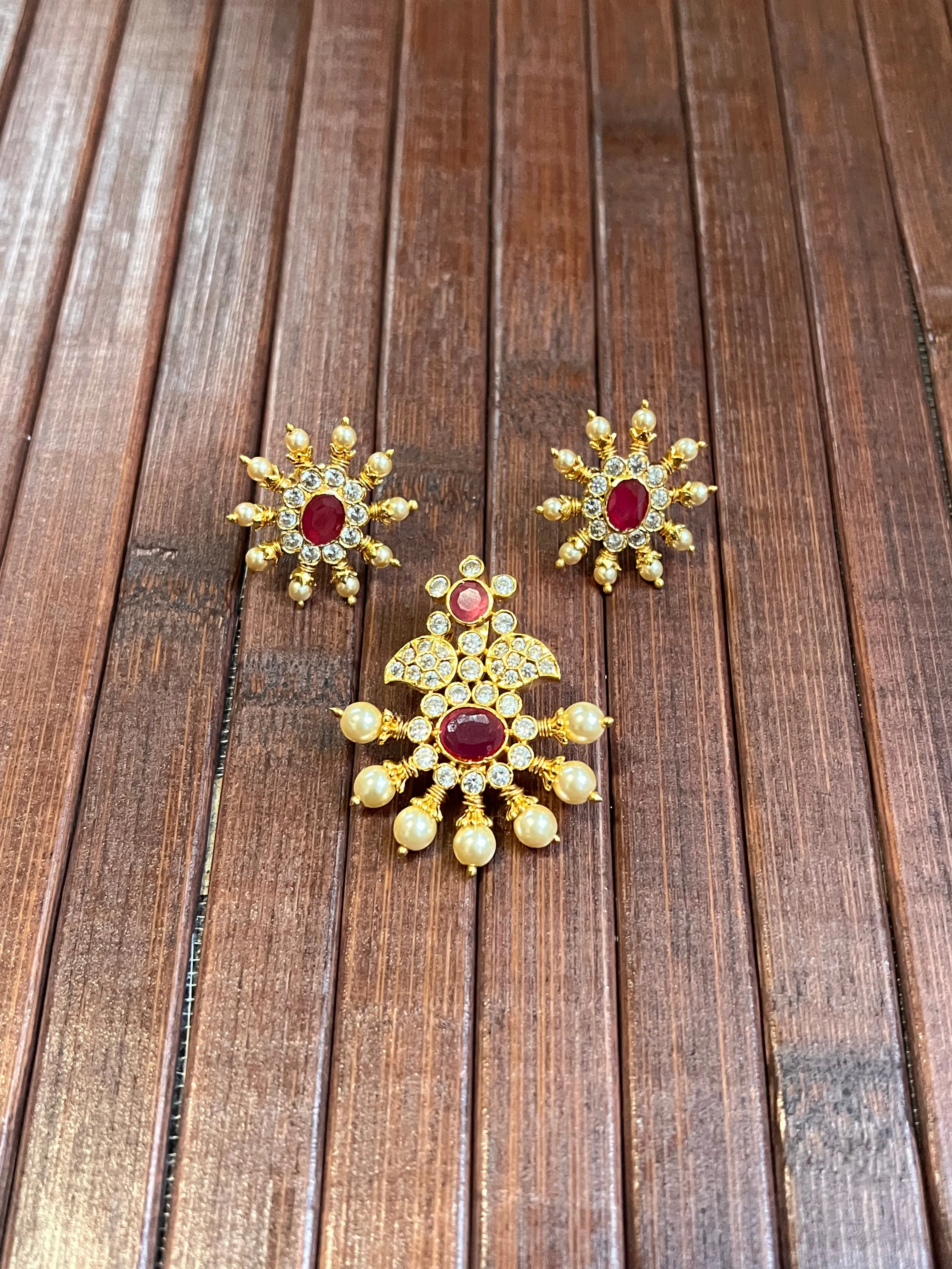 Pure 925 Silver CZ Pendant and Earrings