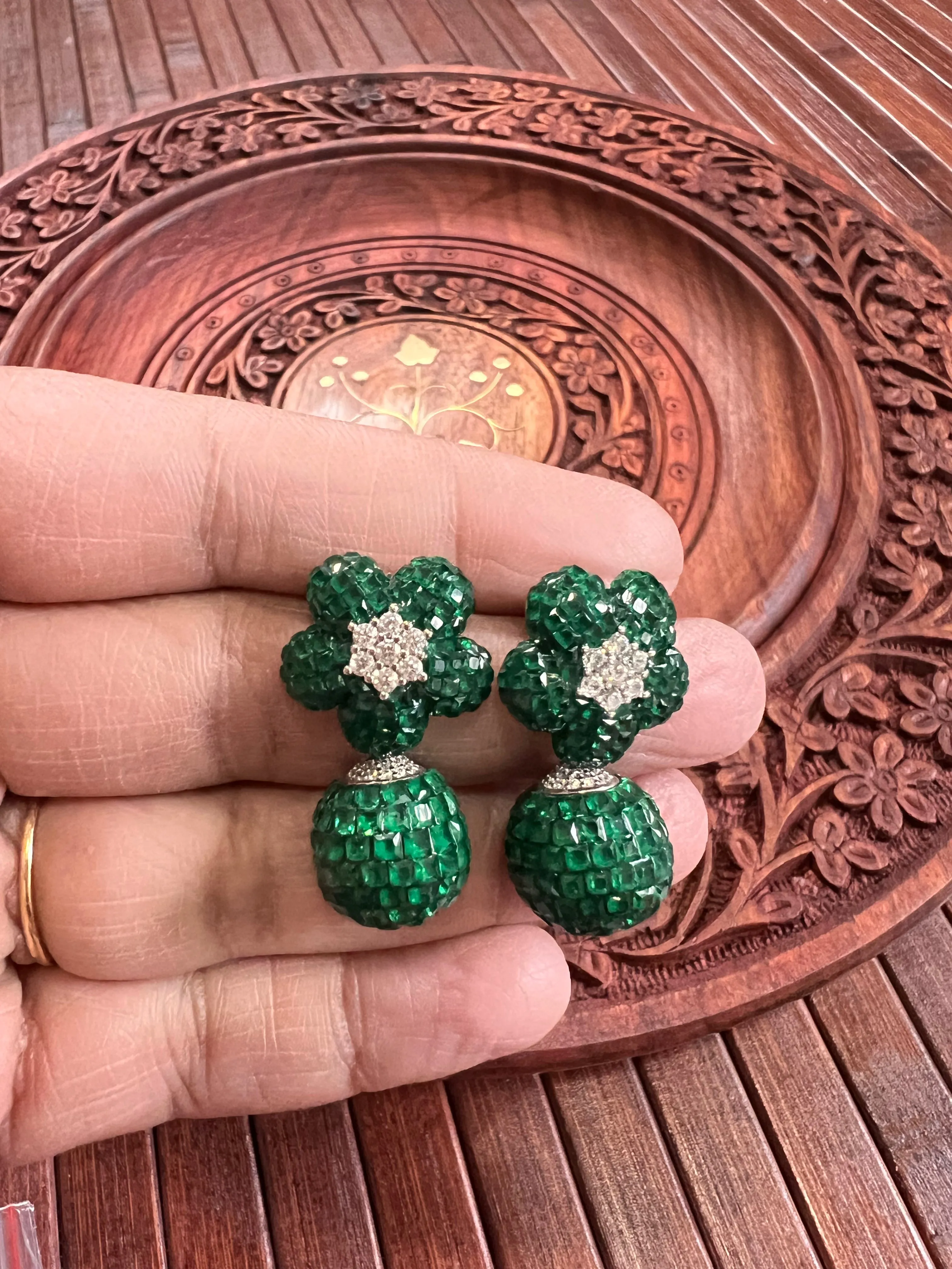 Pure 925 Silver Emerald CZ Earrings