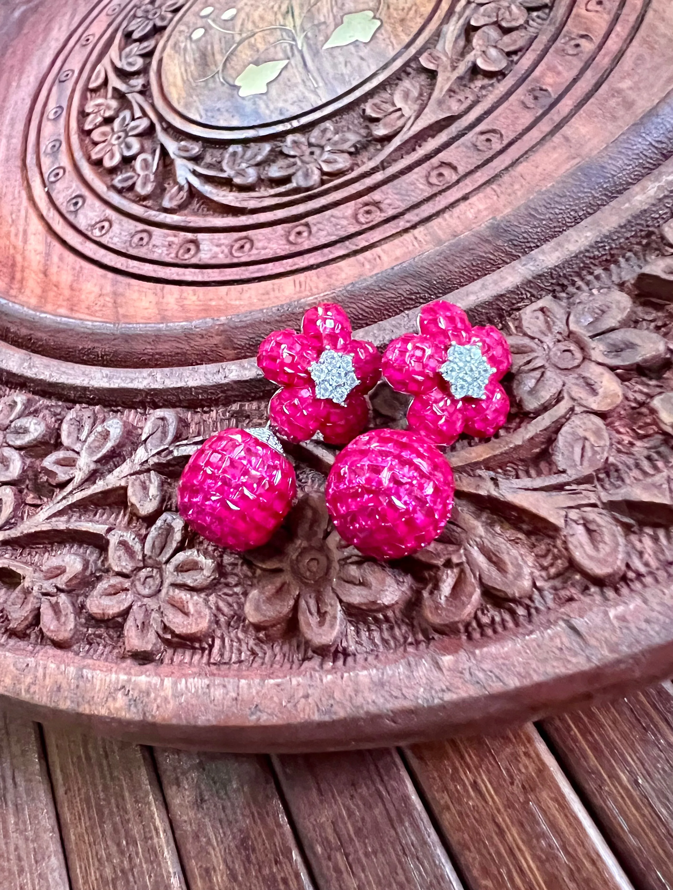 Pure 925 Silver Ruby CZ Earrings