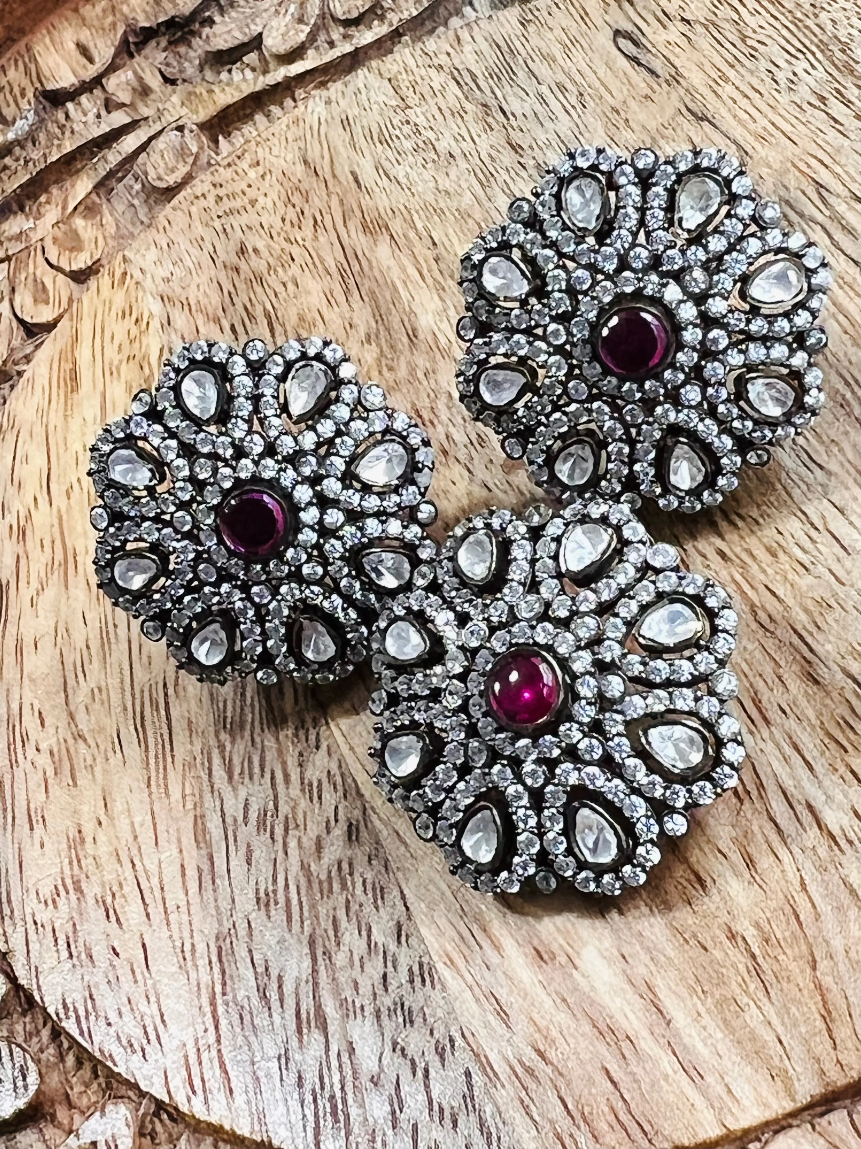 Pure 925 Silver Victorian Moissanite Pendant and Earrings