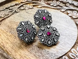 Pure 925 Silver Victorian Moissanite Pendant and Earrings