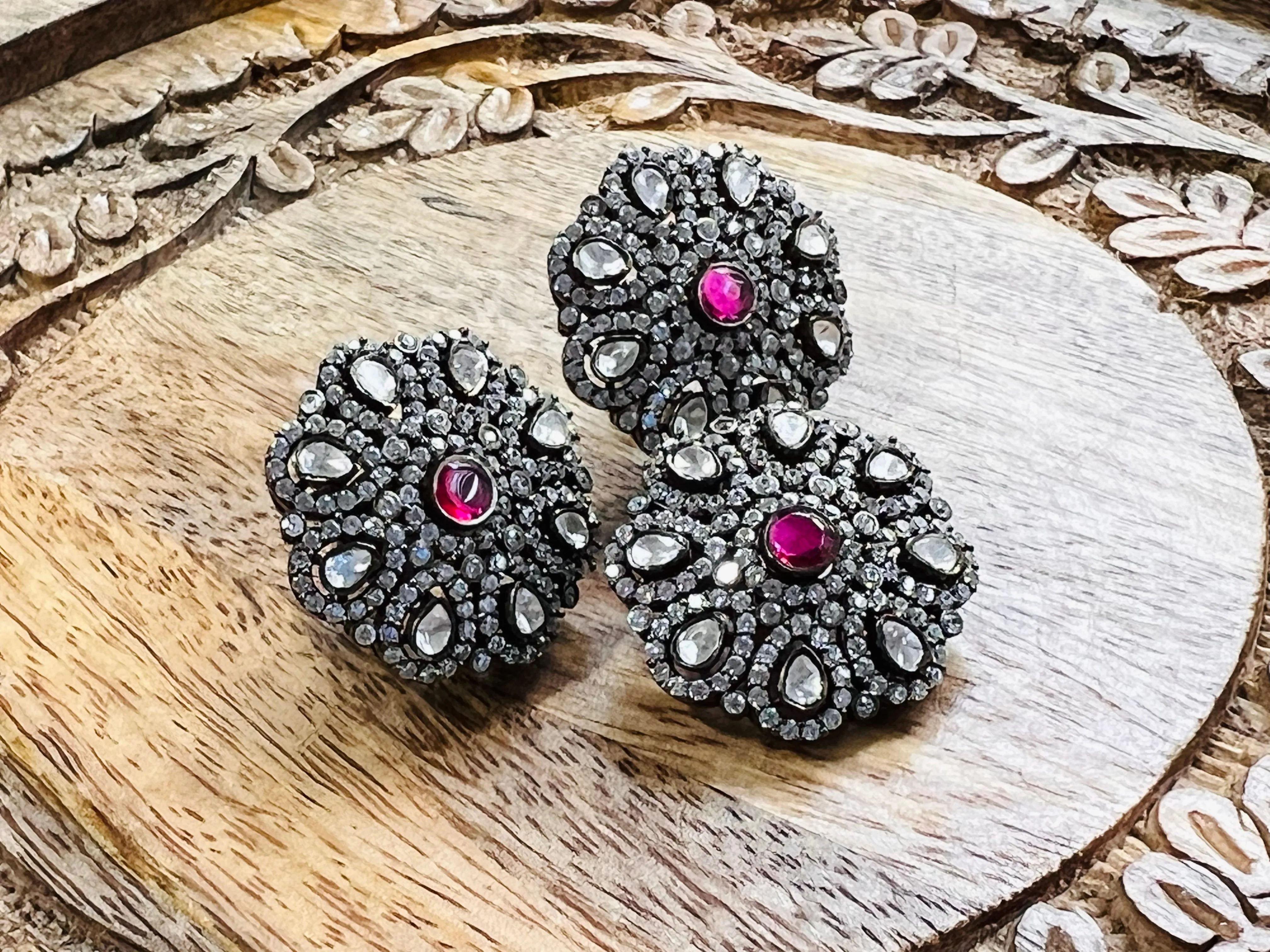 Pure 925 Silver Victorian Moissanite Pendant and Earrings