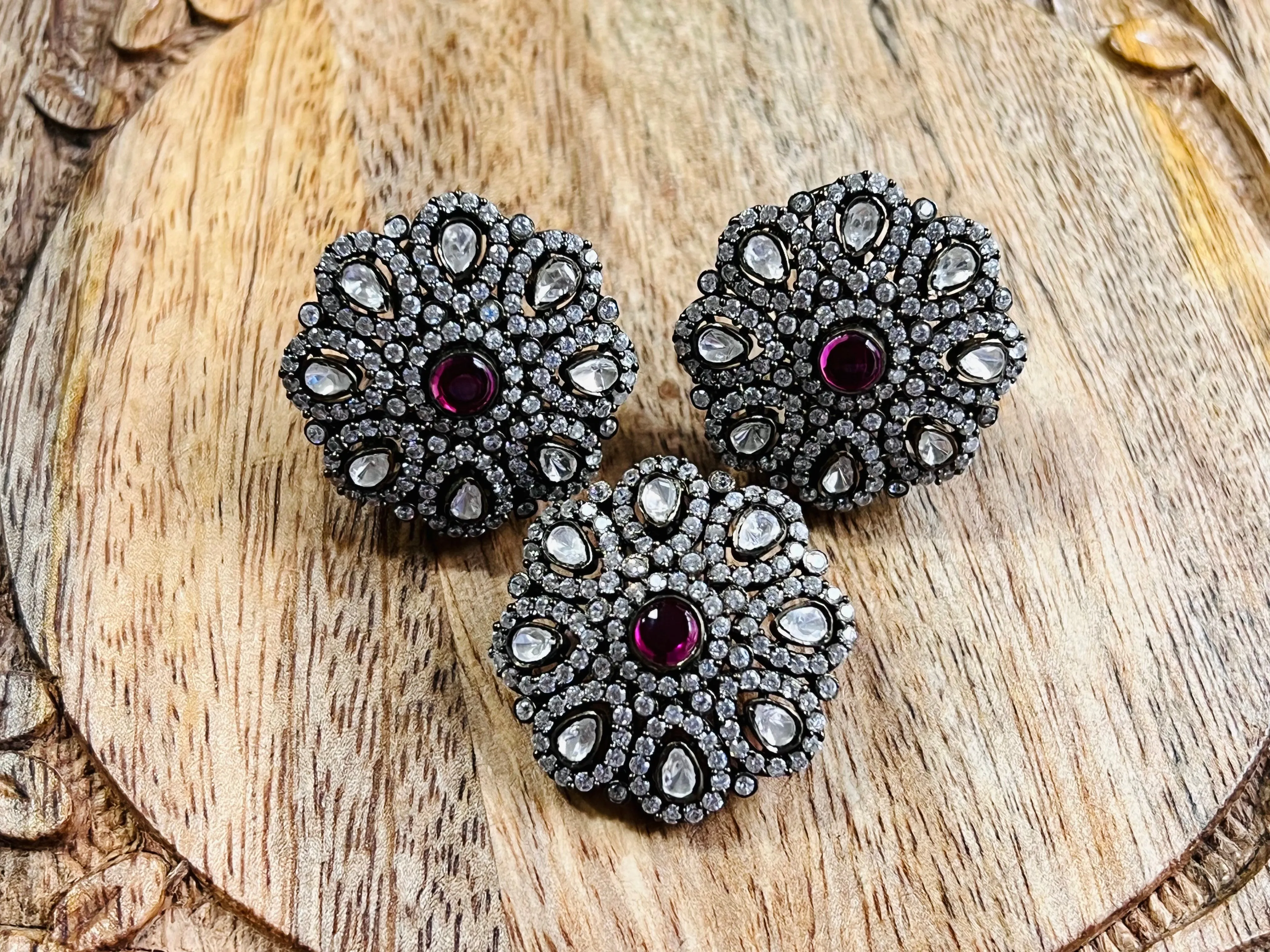 Pure 925 Silver Victorian Moissanite Pendant and Earrings