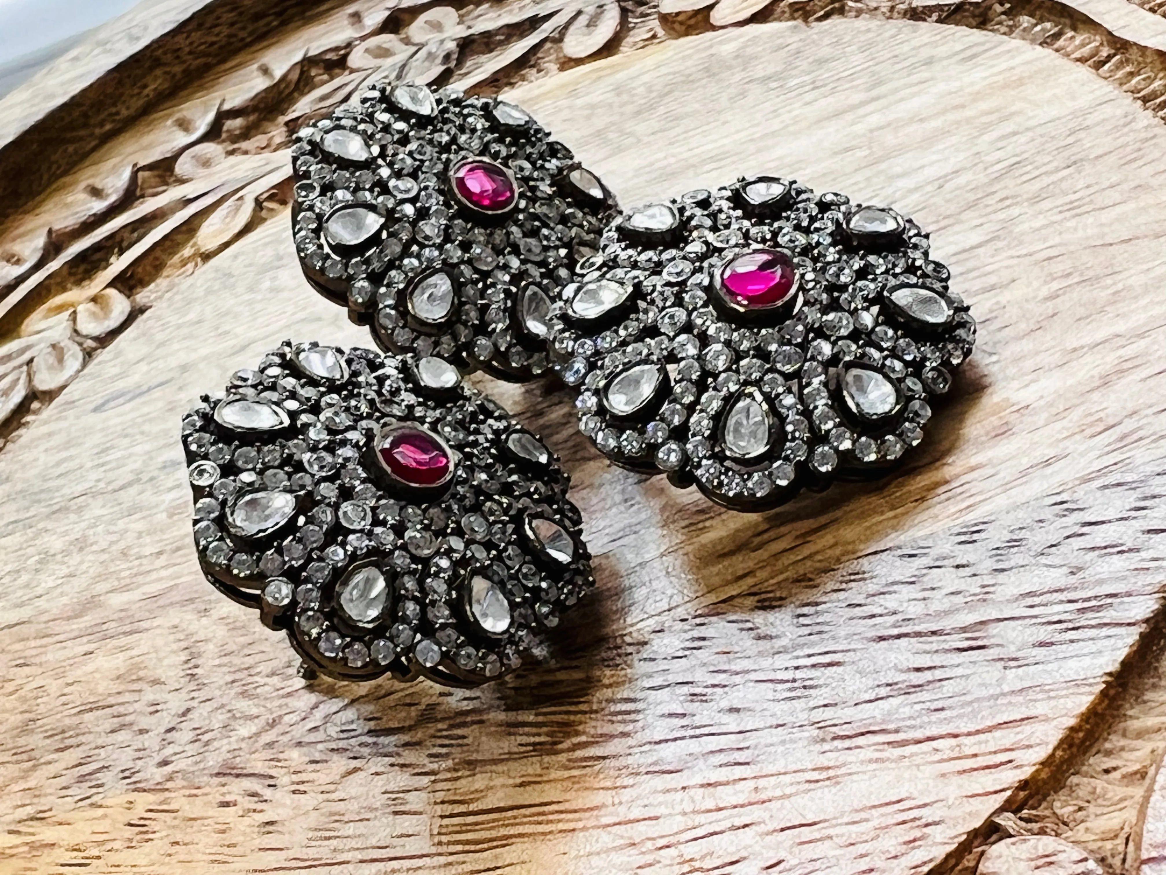 Pure 925 Silver Victorian Moissanite Pendant and Earrings