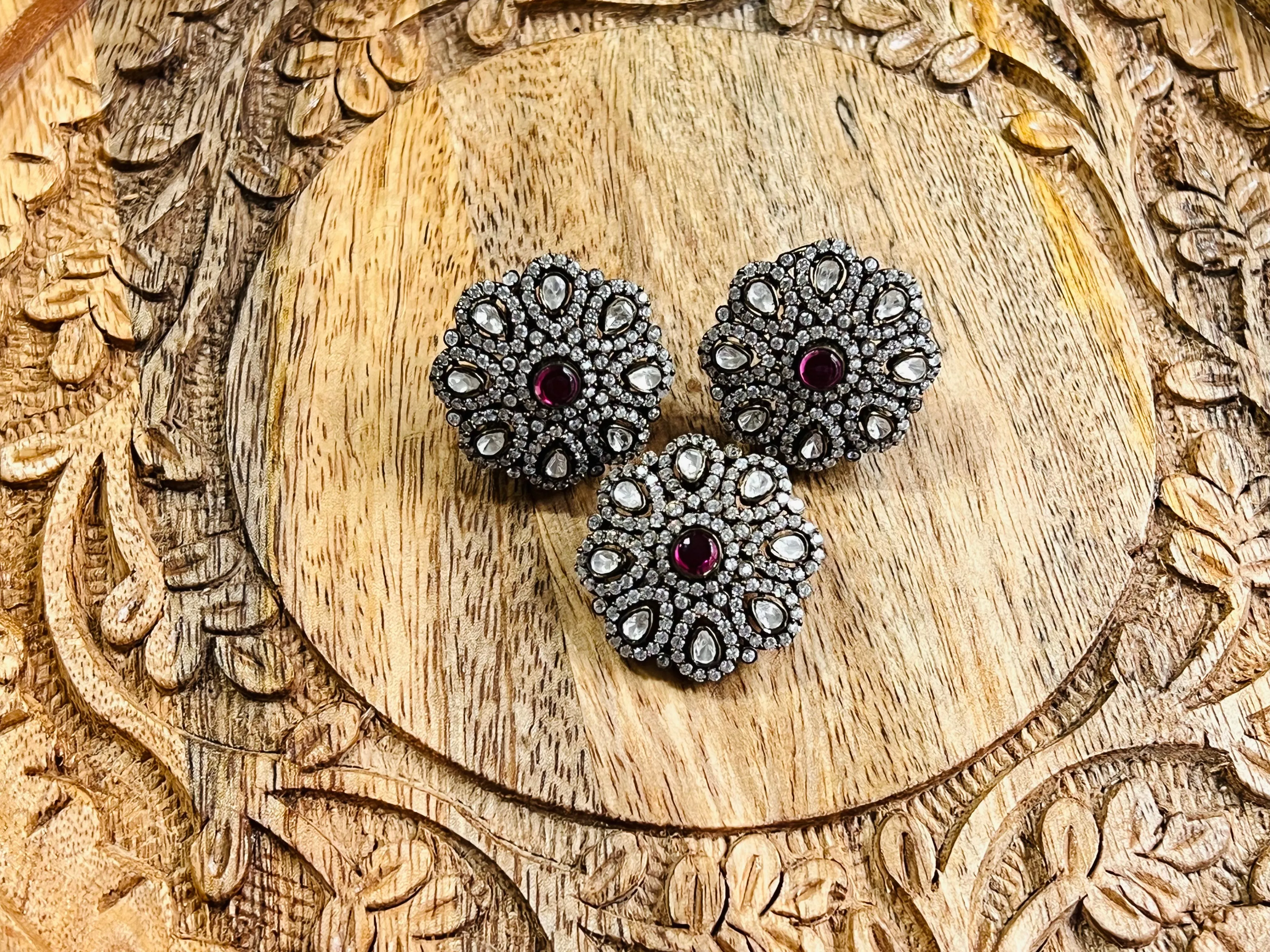 Pure 925 Silver Victorian Moissanite Pendant and Earrings