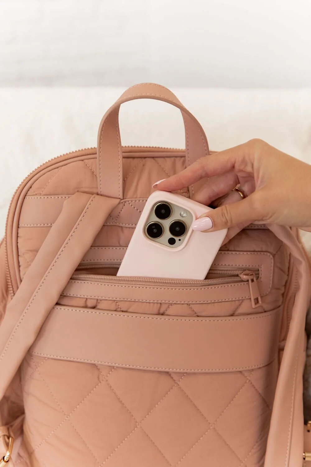 Quilted Brooklyn Backpack blush