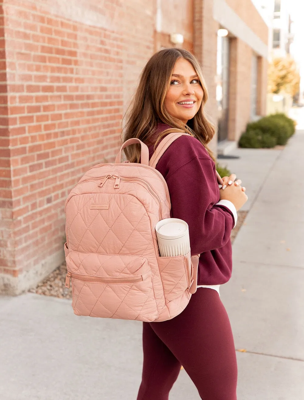 Quilted Brooklyn Backpack blush