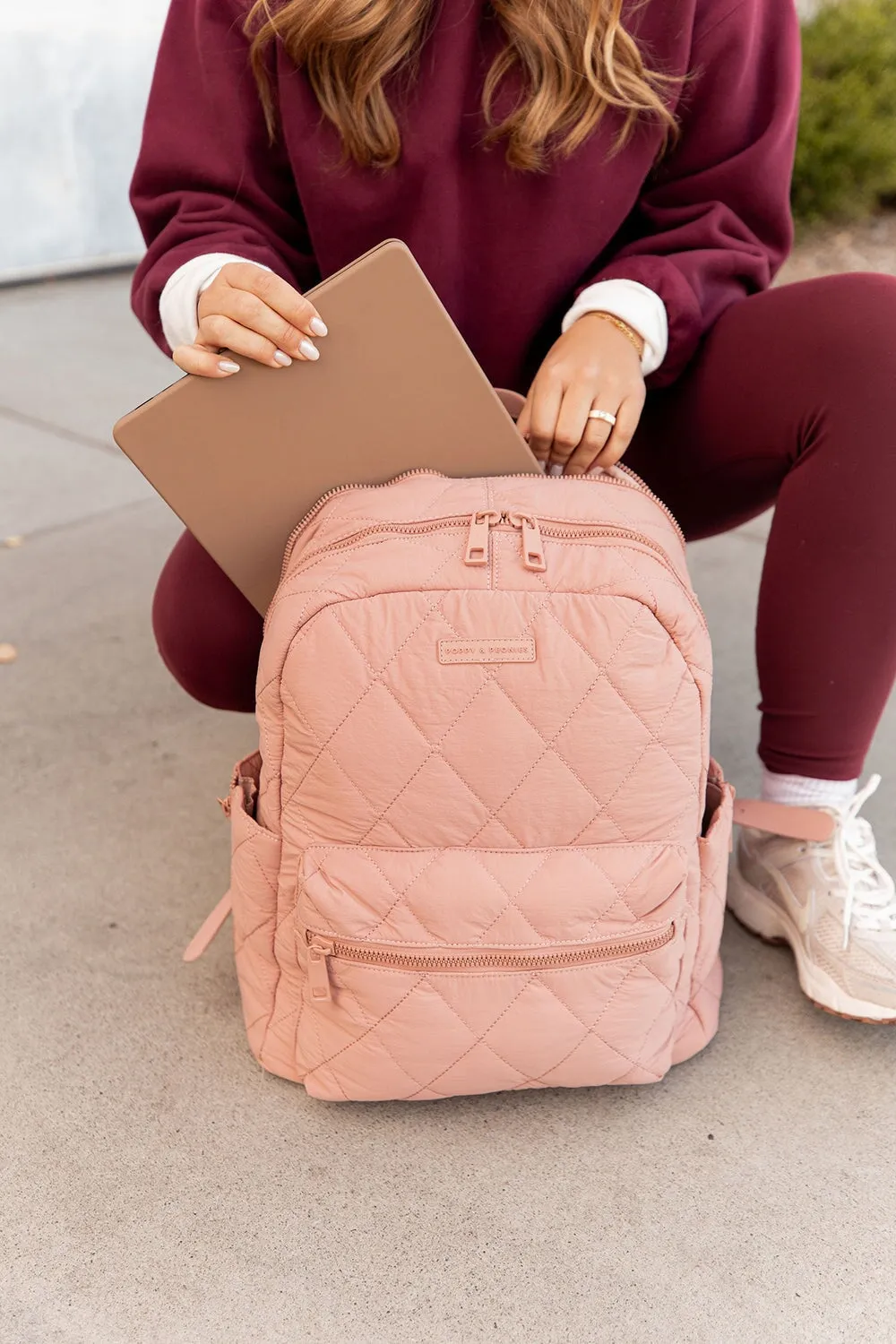 Quilted Brooklyn Backpack blush