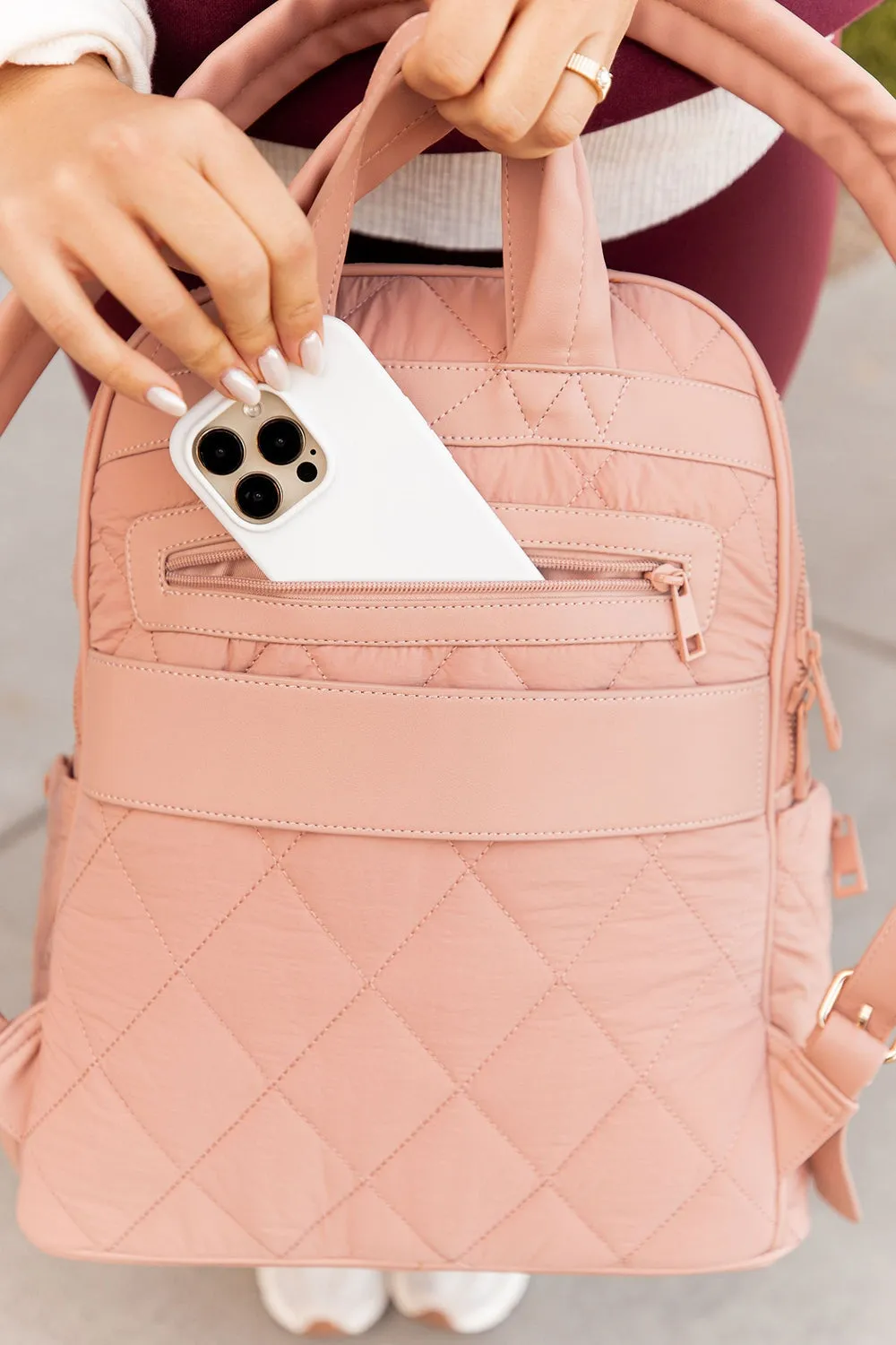 Quilted Brooklyn Backpack blush