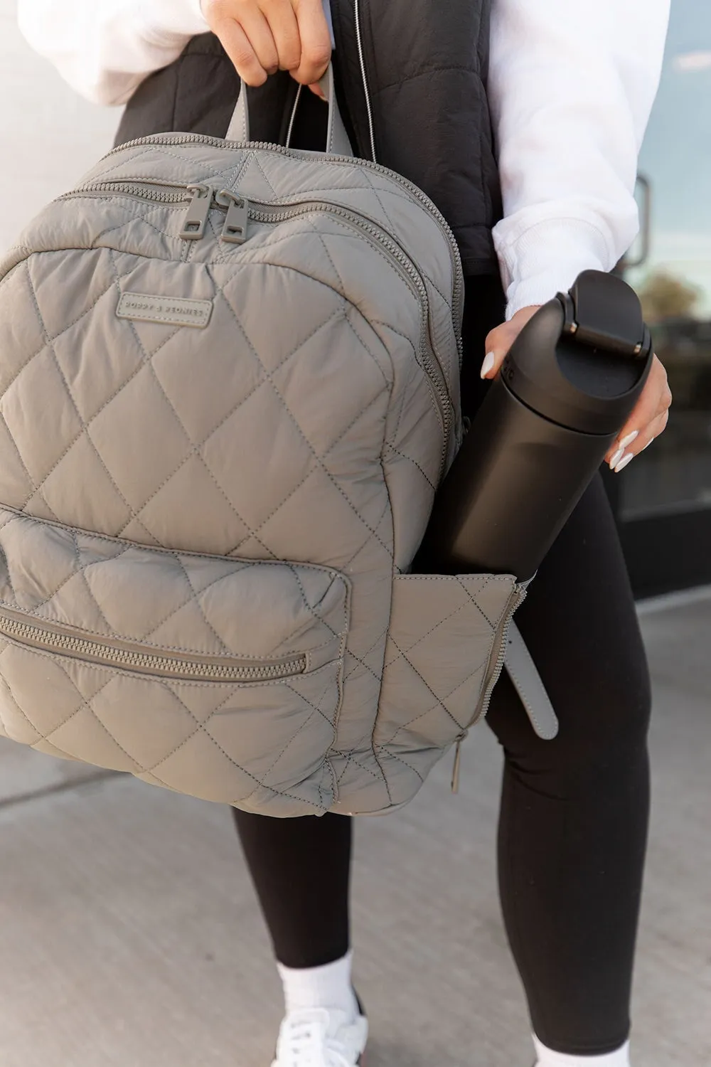 Quilted Brooklyn Backpack grey