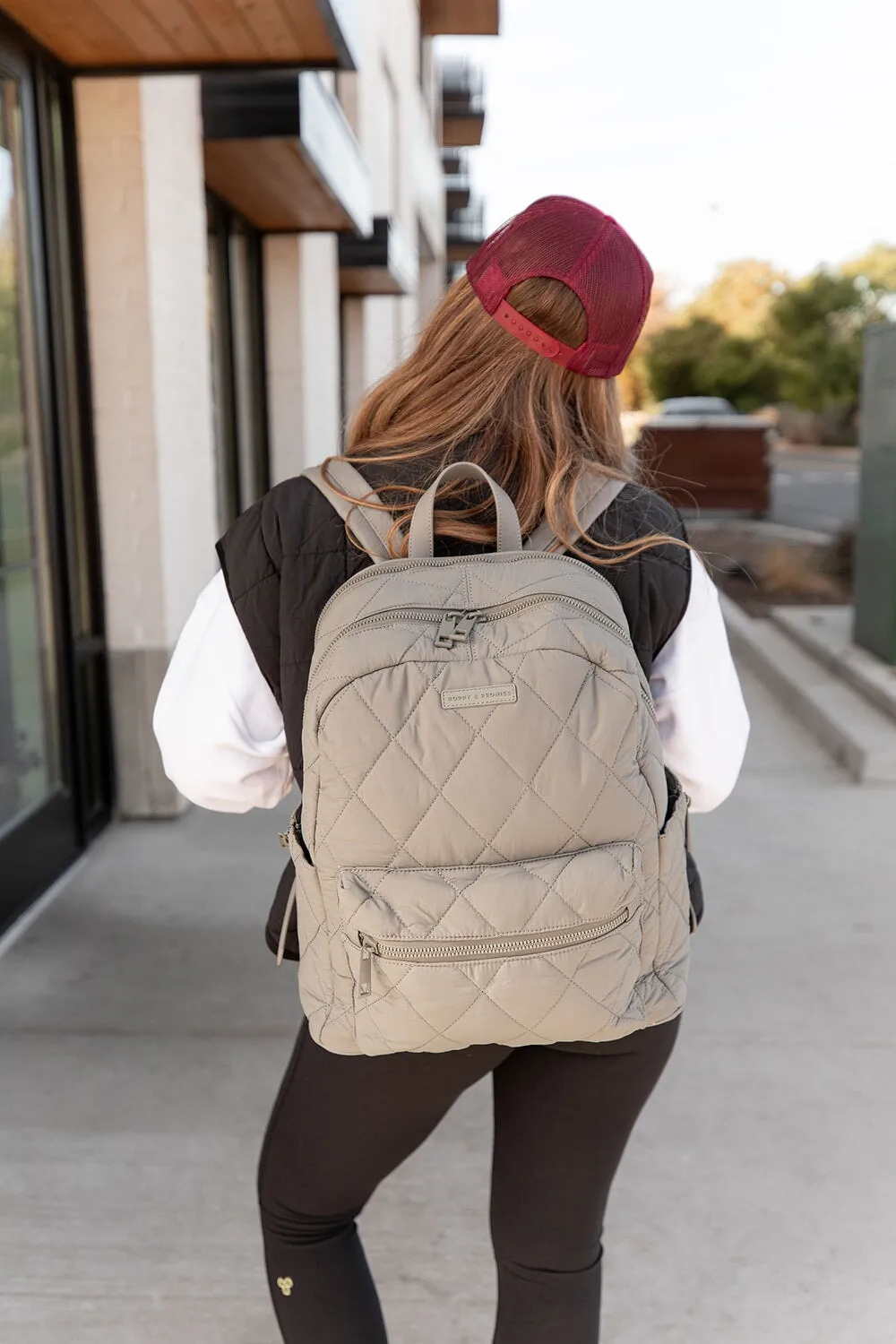 Quilted Brooklyn Backpack grey