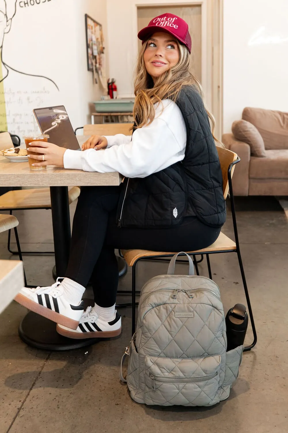 Quilted Brooklyn Backpack grey