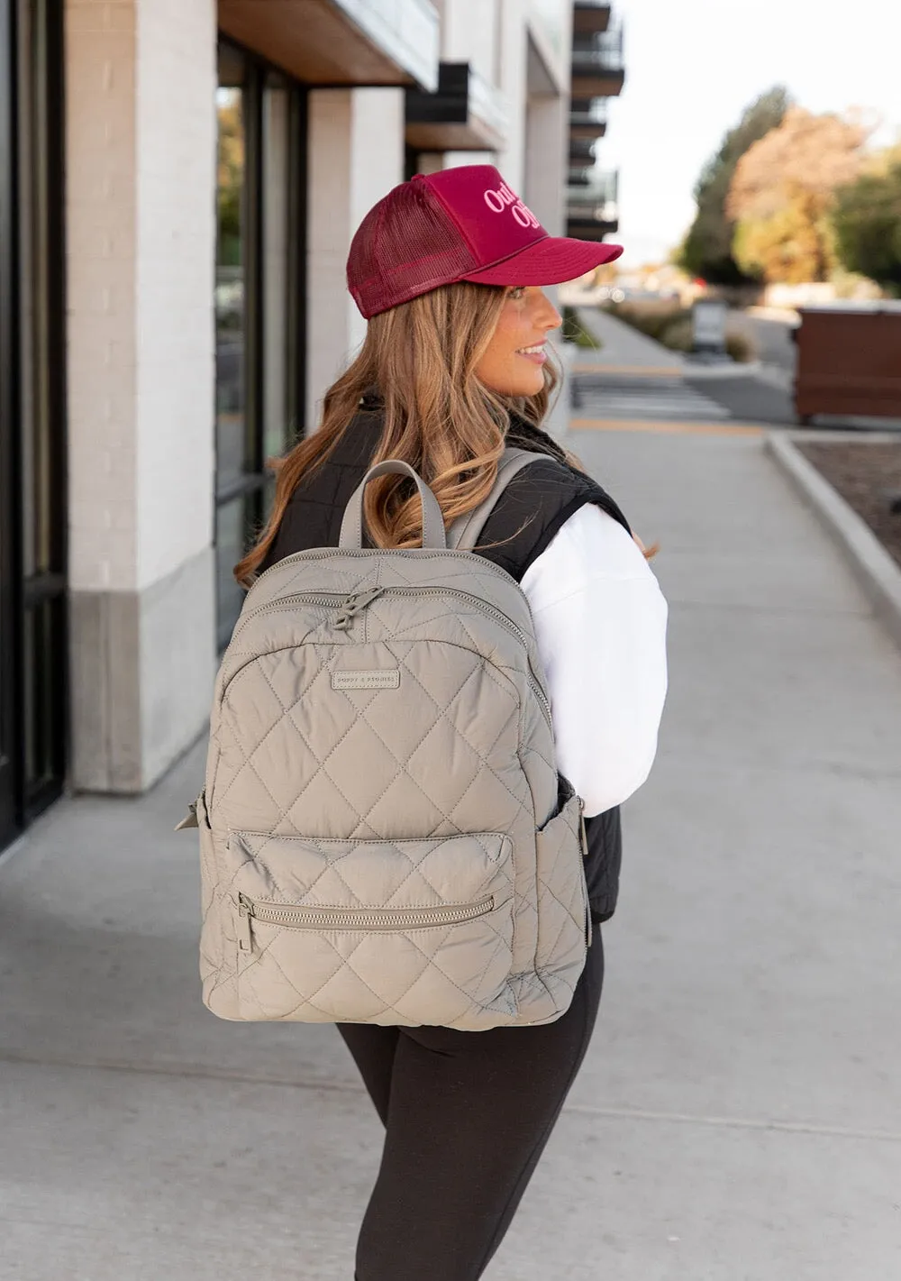 Quilted Brooklyn Backpack grey