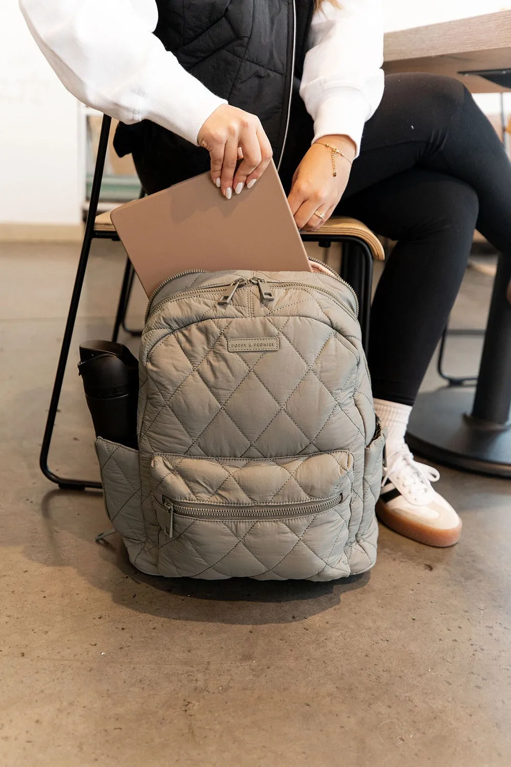 Quilted Brooklyn Backpack grey