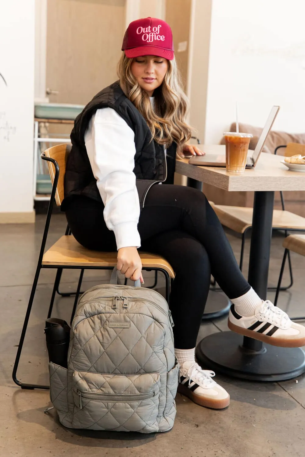 Quilted Brooklyn Backpack grey