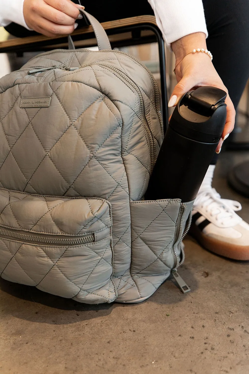 Quilted Brooklyn Backpack grey