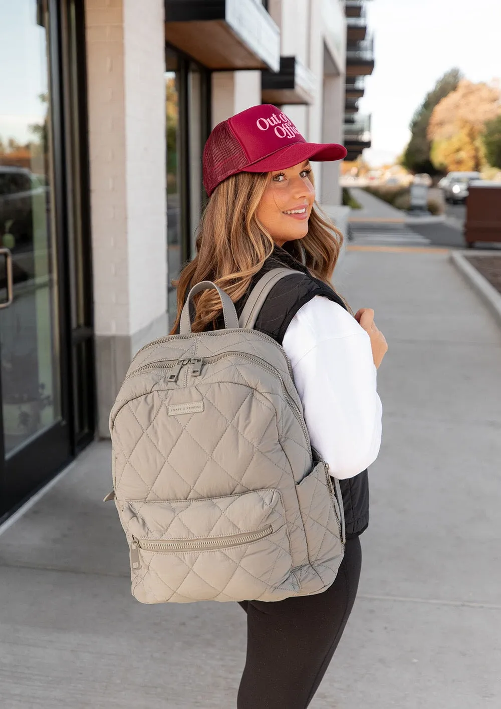 Quilted Brooklyn Backpack grey