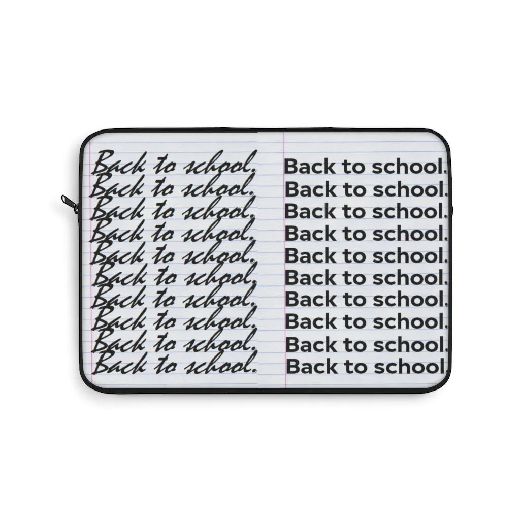 "Back to School" (Cursive x Print) Notebook Paper Laptop Sleeve