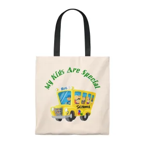"Schoolbus Special Kids" Green Letters Tote Bag - Vintage