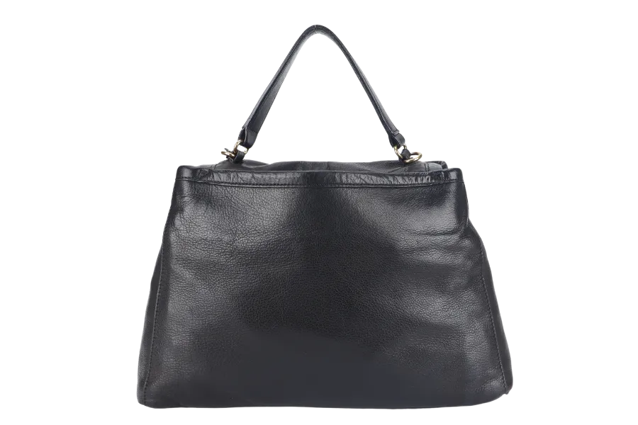 RABEANCO SHOULDER BAG BLACK LEATHER GOLD HARDWARE WITH DUST COVER