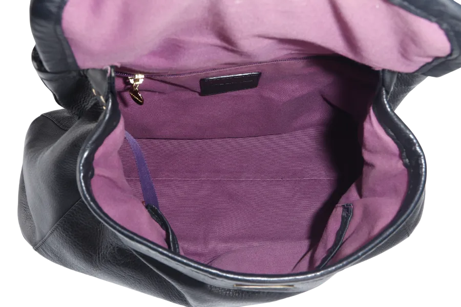RABEANCO SHOULDER BAG BLACK LEATHER GOLD HARDWARE WITH DUST COVER