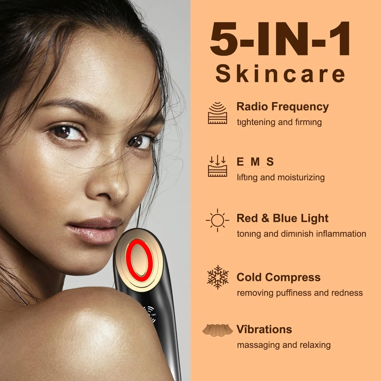 Radio Frequency Skin Tightening Facial Machine - Anti-Aging Skincare Device Face Massager Facial Toning Lifting Firming W/Light Therapy Microcurrent, Beauty