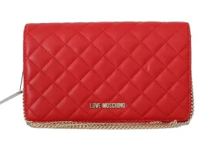 Red Quilted Faux Leather Shoulder Bag