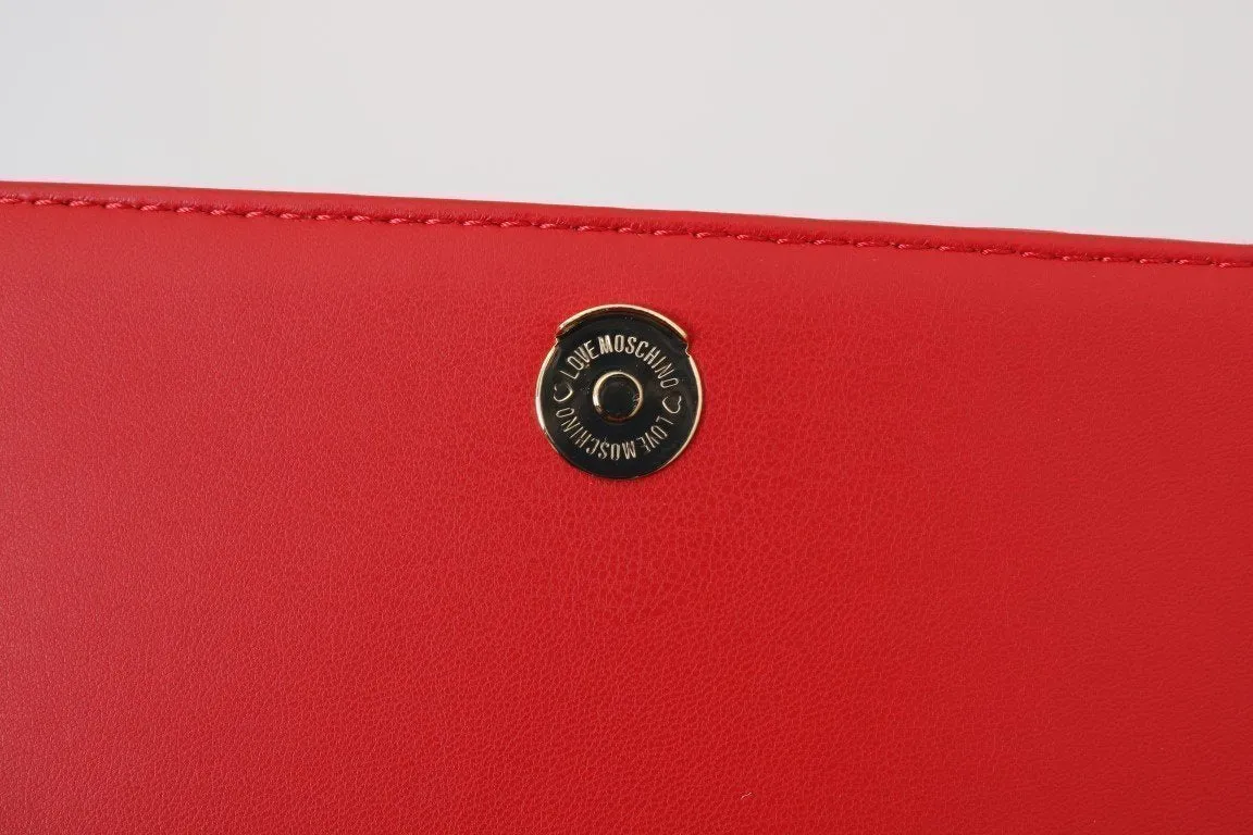 Red Quilted Faux Leather Shoulder Bag