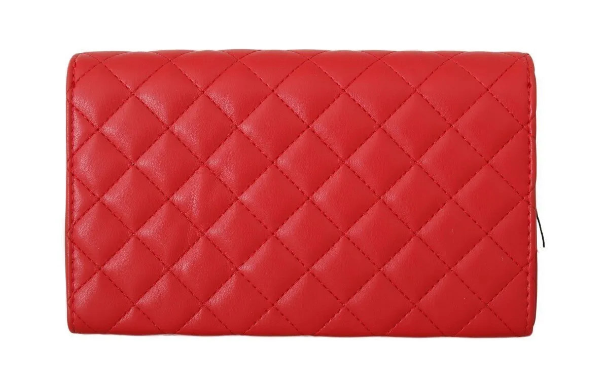 Red Quilted Faux Leather Shoulder Bag