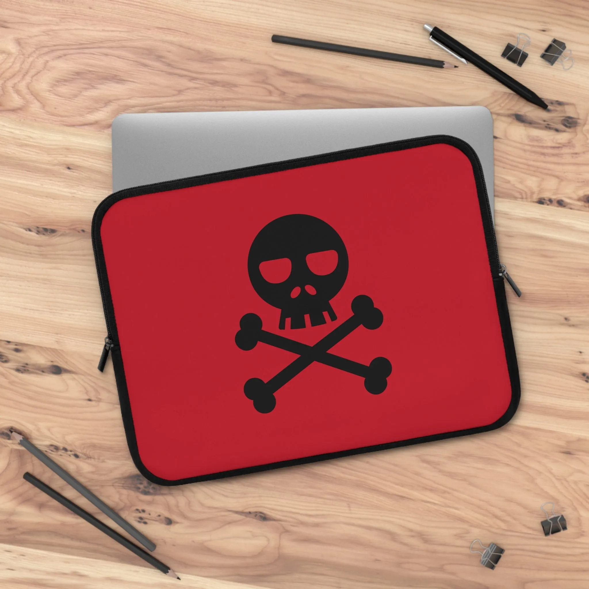 Red Skull and Crossbones Laptop Case, Punk laptop sleeve