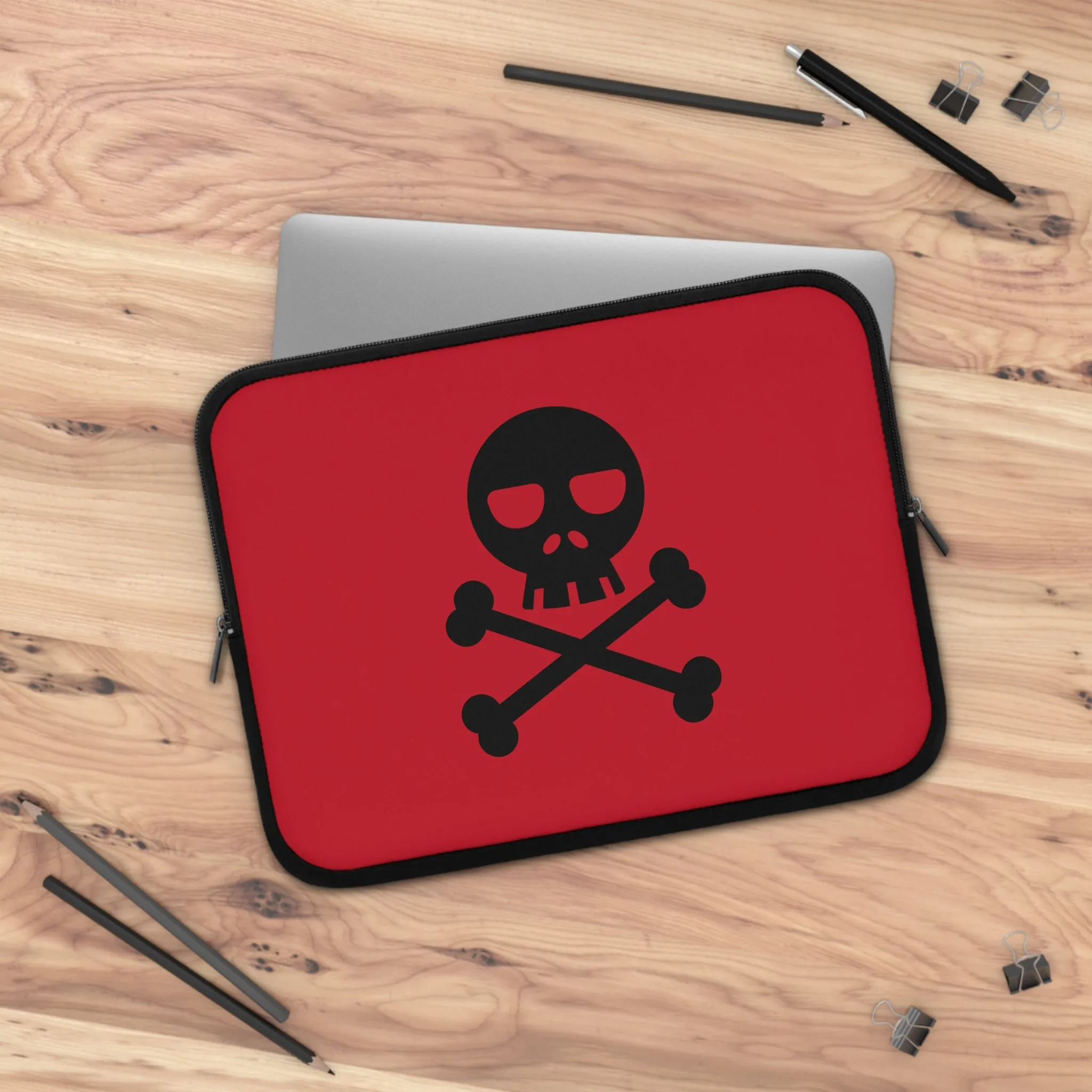 Red Skull and Crossbones Laptop Case, Punk laptop sleeve